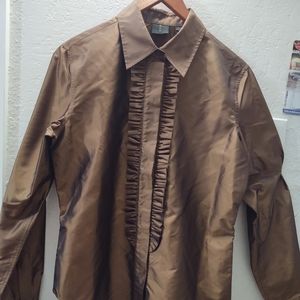 M.A.G. BY MAGASCHONI WOMEN'S  100% SILK BLOUSE LONG SLEEVE SIZE 10